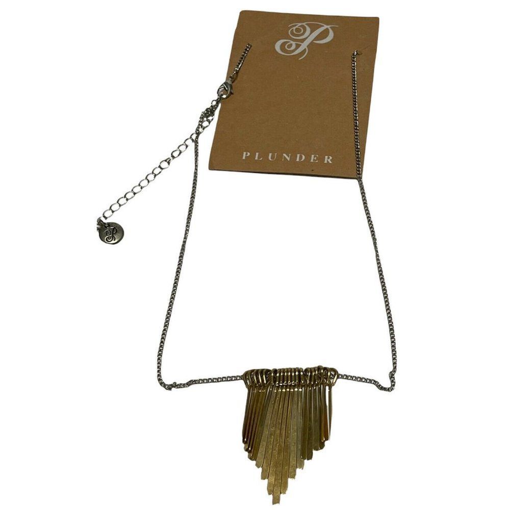 Plunder Kira Necklace 2 Tone  Gold Bars Silver Chain Graduating Pendant Bars